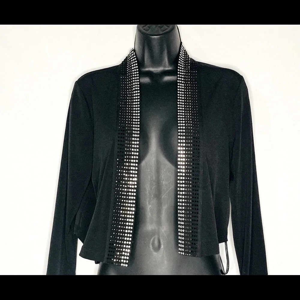 Calvin Klein Short Black rhinestone shrug size S NWT